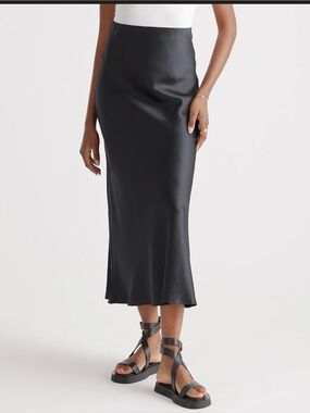 Quince 100% Washable Silk Maxi Skirt - Black - Small